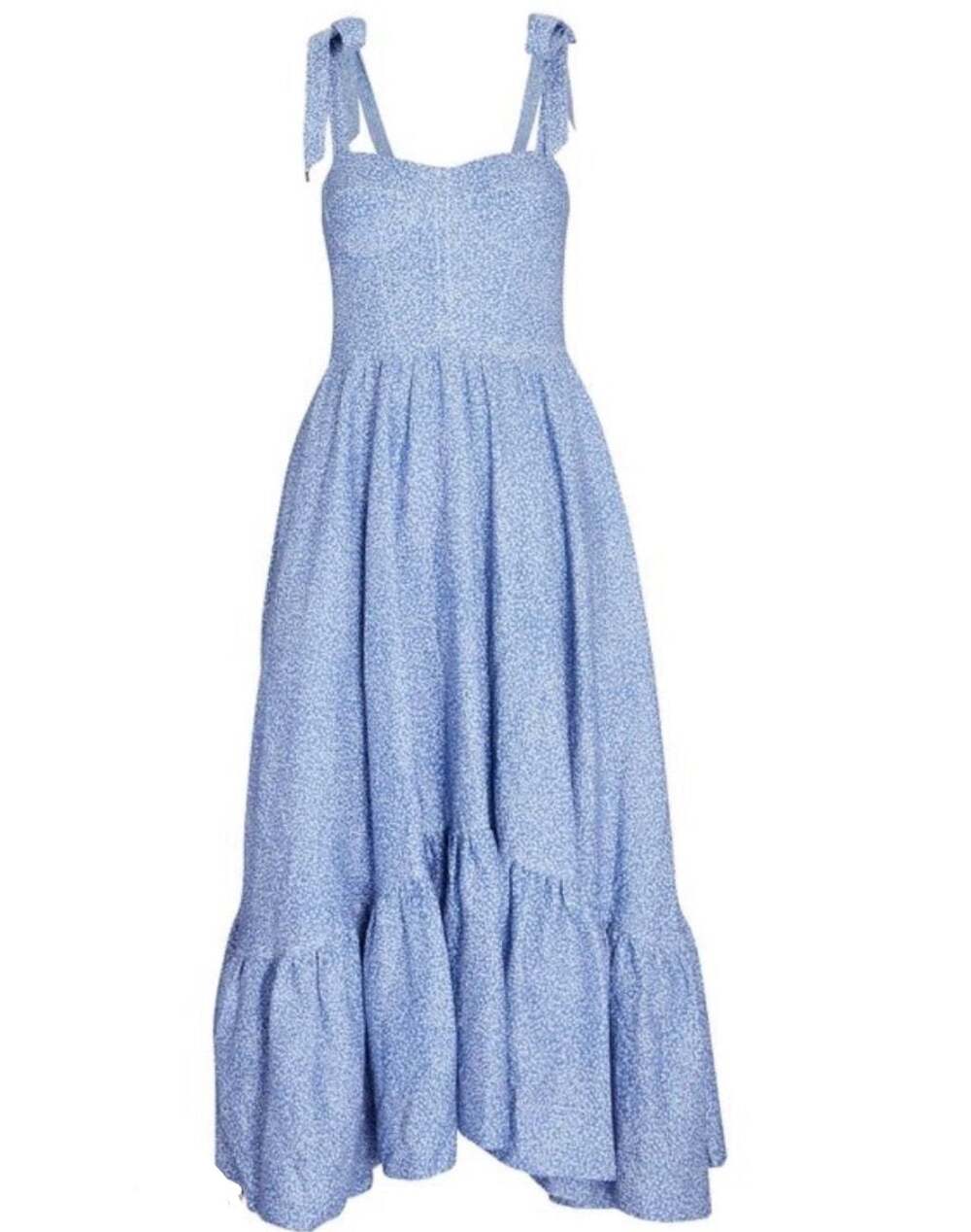 Jonathan Simkhai Georgia Bustier Midi Dress in Blue Floral